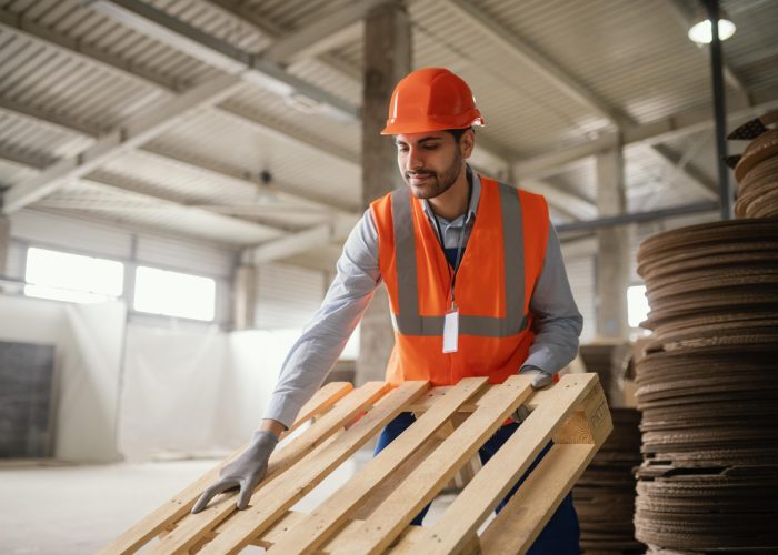 hombre que trabaja con materiales pesados de madera